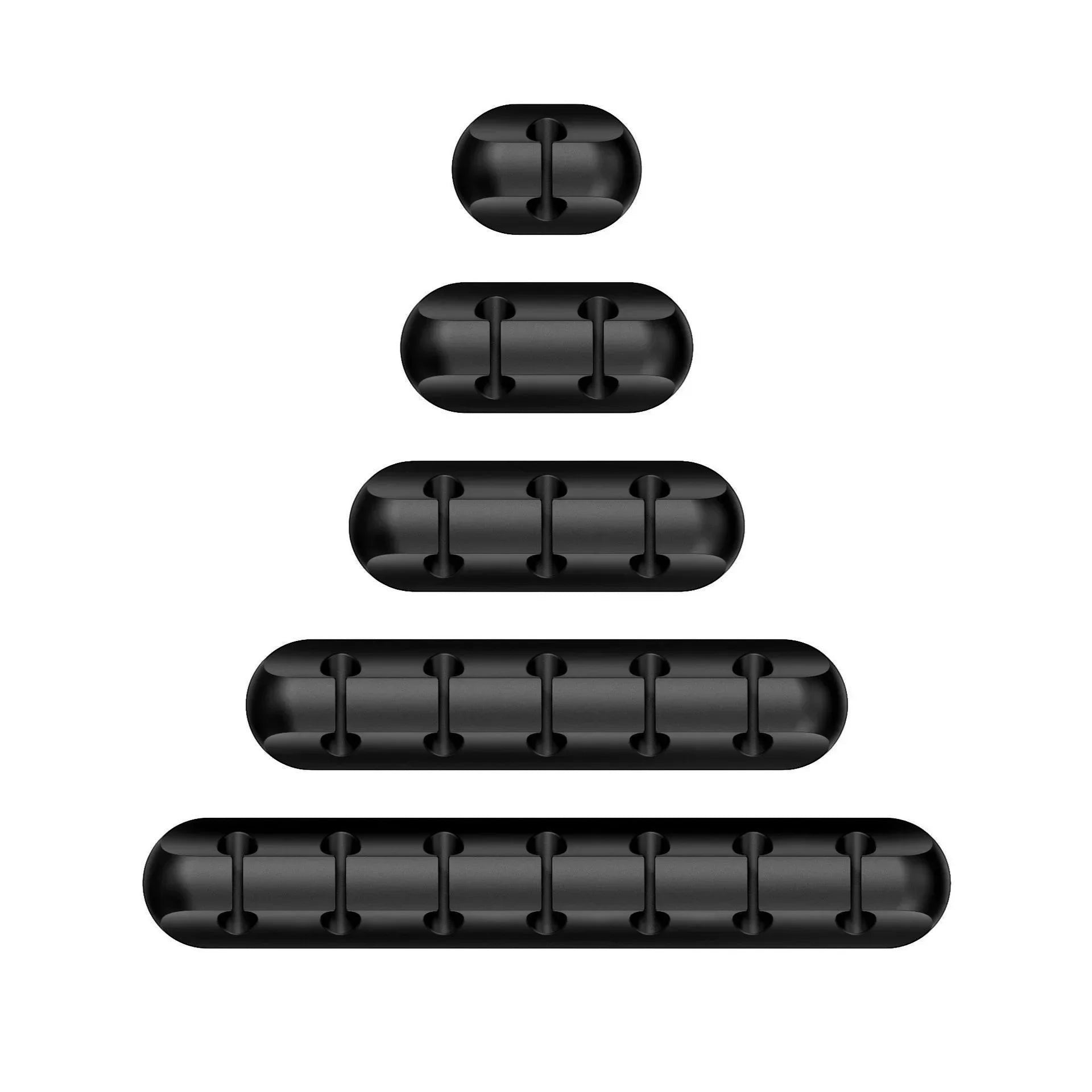 Doctor Desk silicone cable clips set in grey with 1 to 5 slots for organized desk cable management