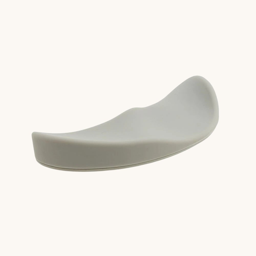 Doctor Desk ergonomic silver grey gel mouse wrist rest with a contoured, non-slip design for comfortable support.
