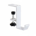 Doctor Desk white adjustable punch-free headset hanger with a screw clamp for desk edges